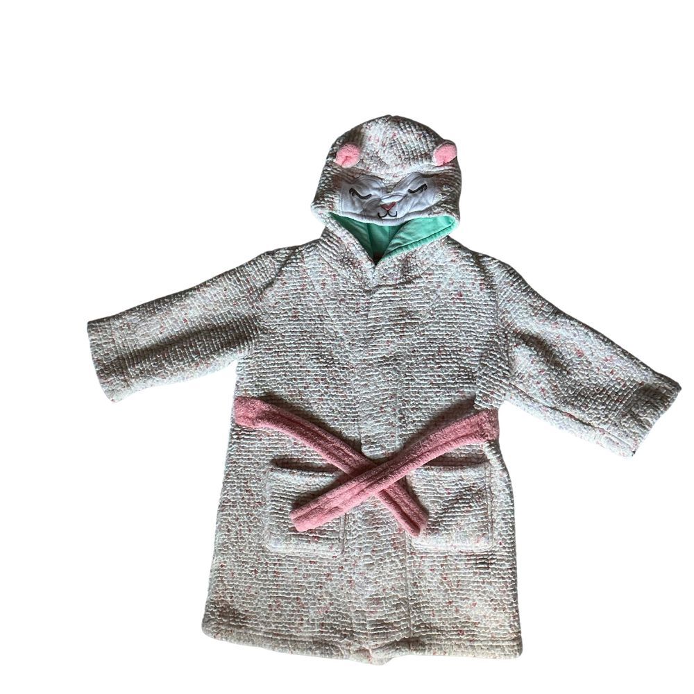 Cat & Jack Toddler Hooded Robe Girls Size 4T 5T Llama Face / Ear